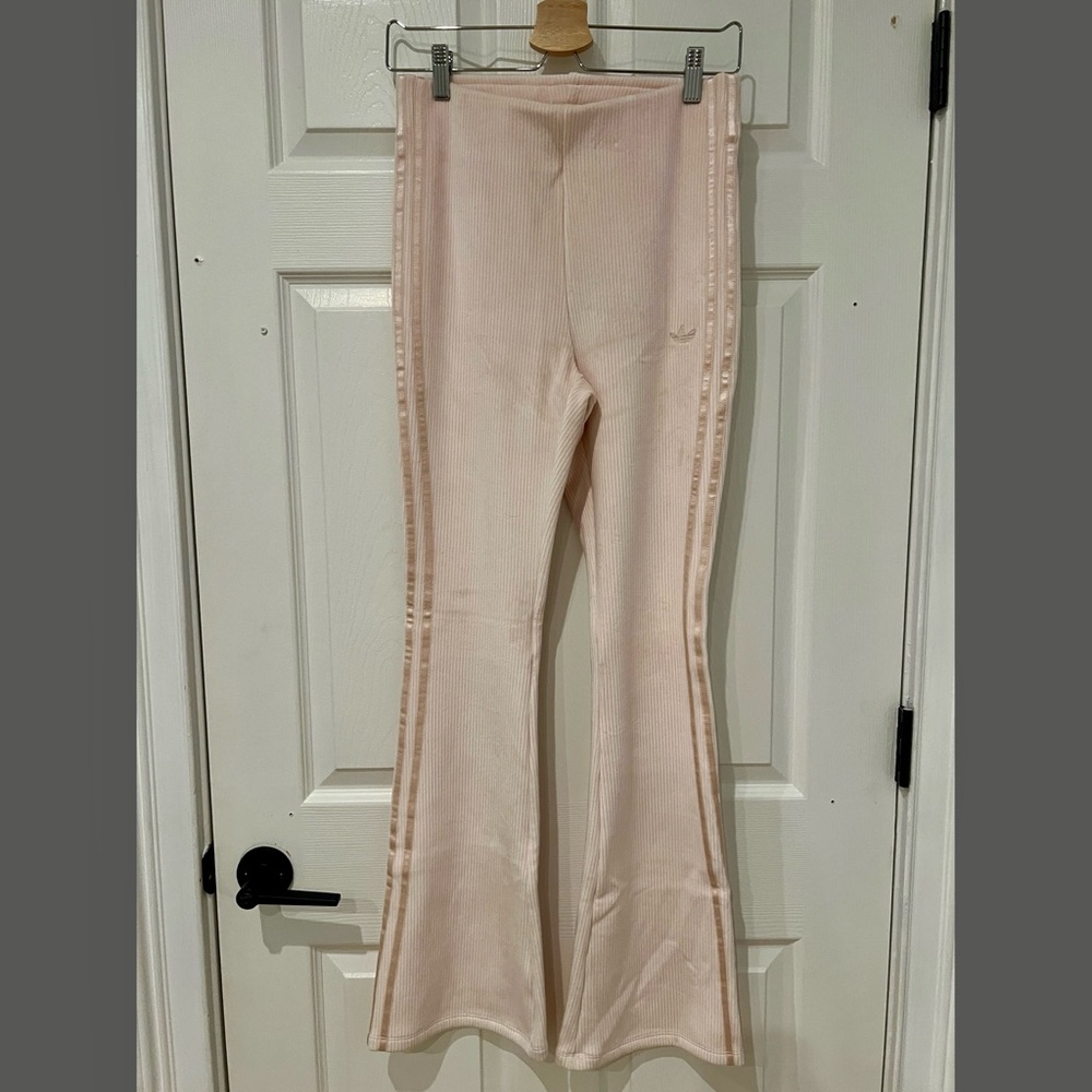 Adidas Light Pink Rib Flared Pants